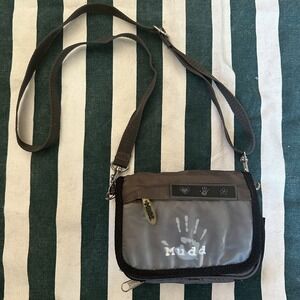 MUDD Vintage Y2K 90s Silver Nylon Crossbody Bag Purse Organizer Multiple Pockets